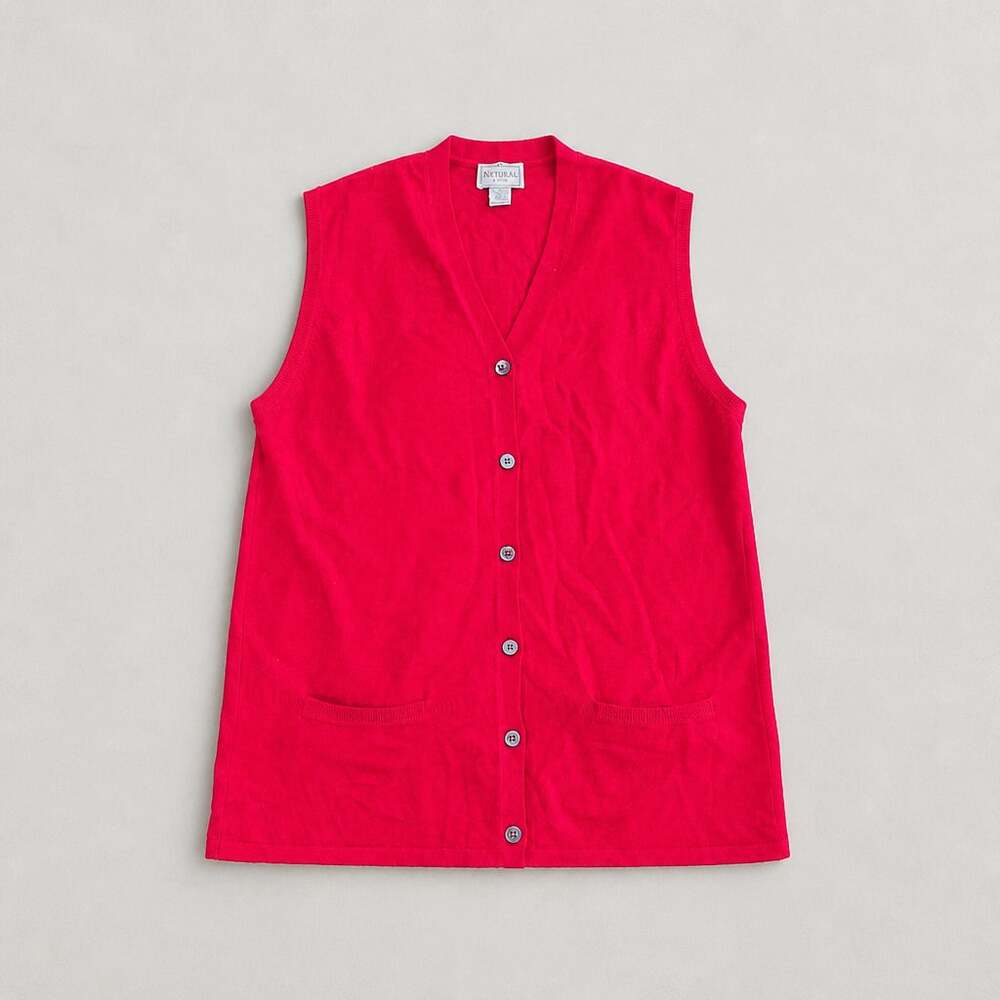 Henri Bendel 100% Extrafine Merino Wool Red Cardigan Vest Made in Italy